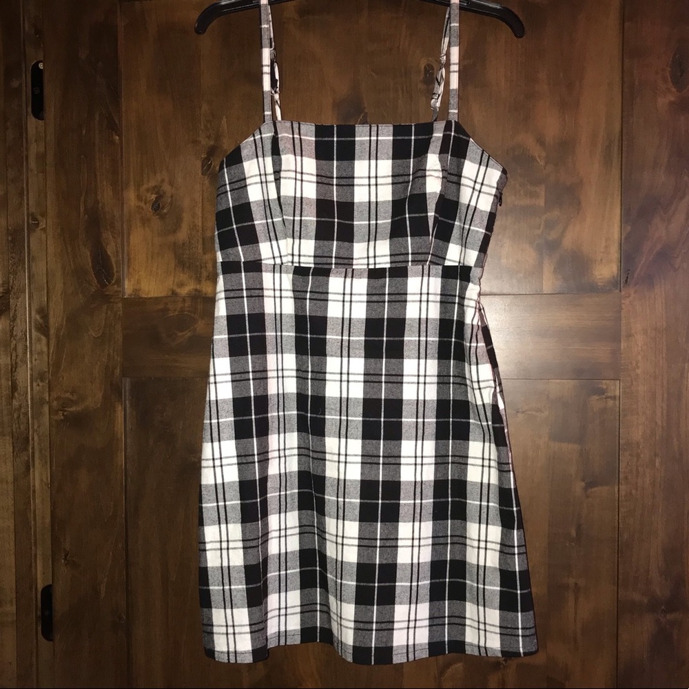 Hollister Square Neck Plaid Mini Dress
